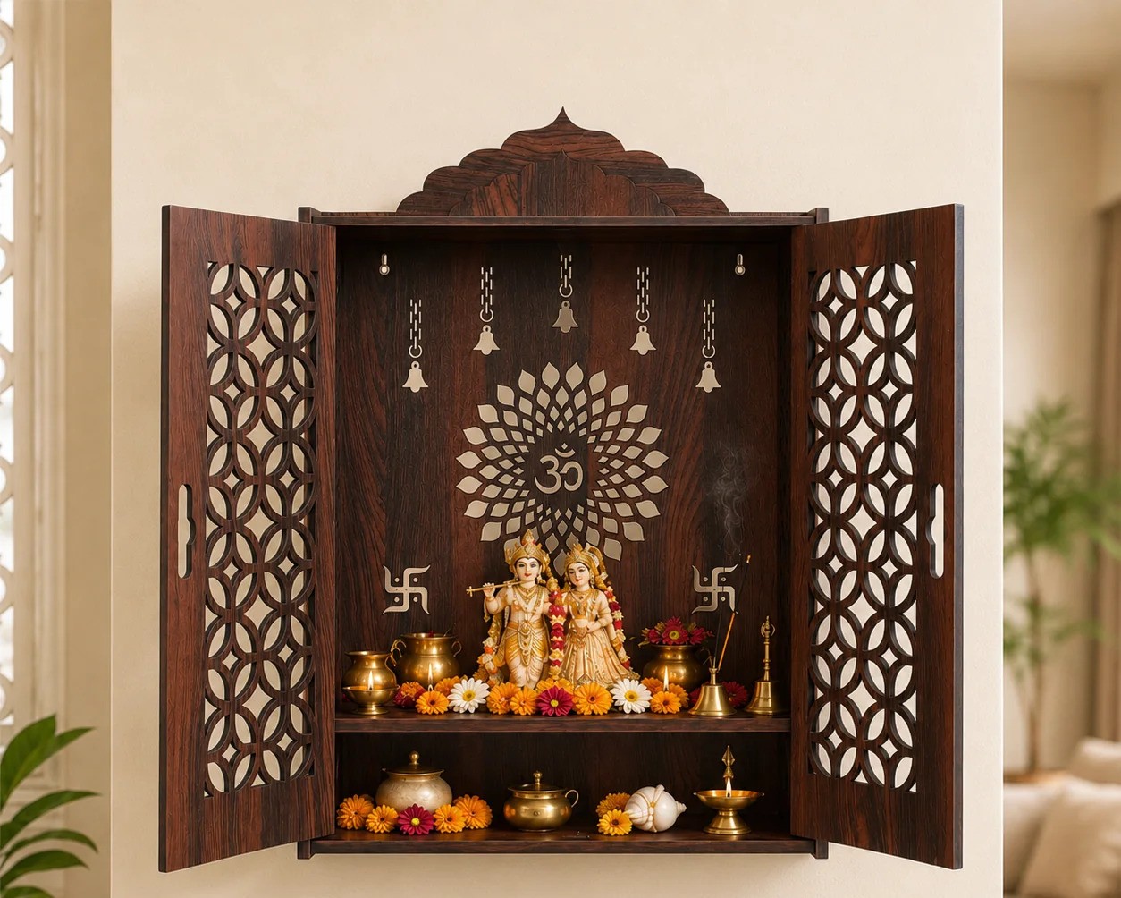Classic Wooden Mandir Model 1 - Jain Furniture Ajmer